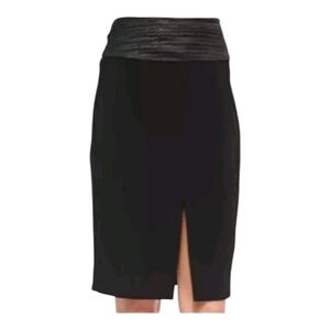 L'AGENCE Black Pencil Skirt Woven Center Slit Size 8 NWT (Marked 10 Runs Small)